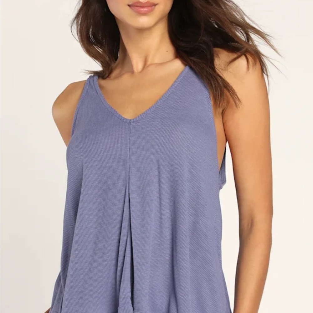 Free People Dani Periwinkle Ribbed Tank Top